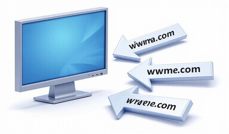 Ilustrace odkazů na externí webové stránky, s šipkami směřujícími mimo hlavní obrazovku, symbolizujícími přesměrování.